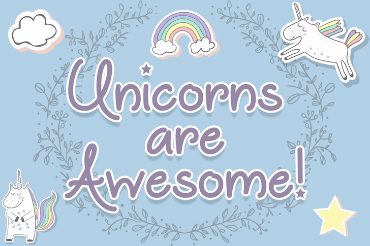 Скачайте бесплатно шрифт Unicorns are Awesome - волшебный и игривый стиль!