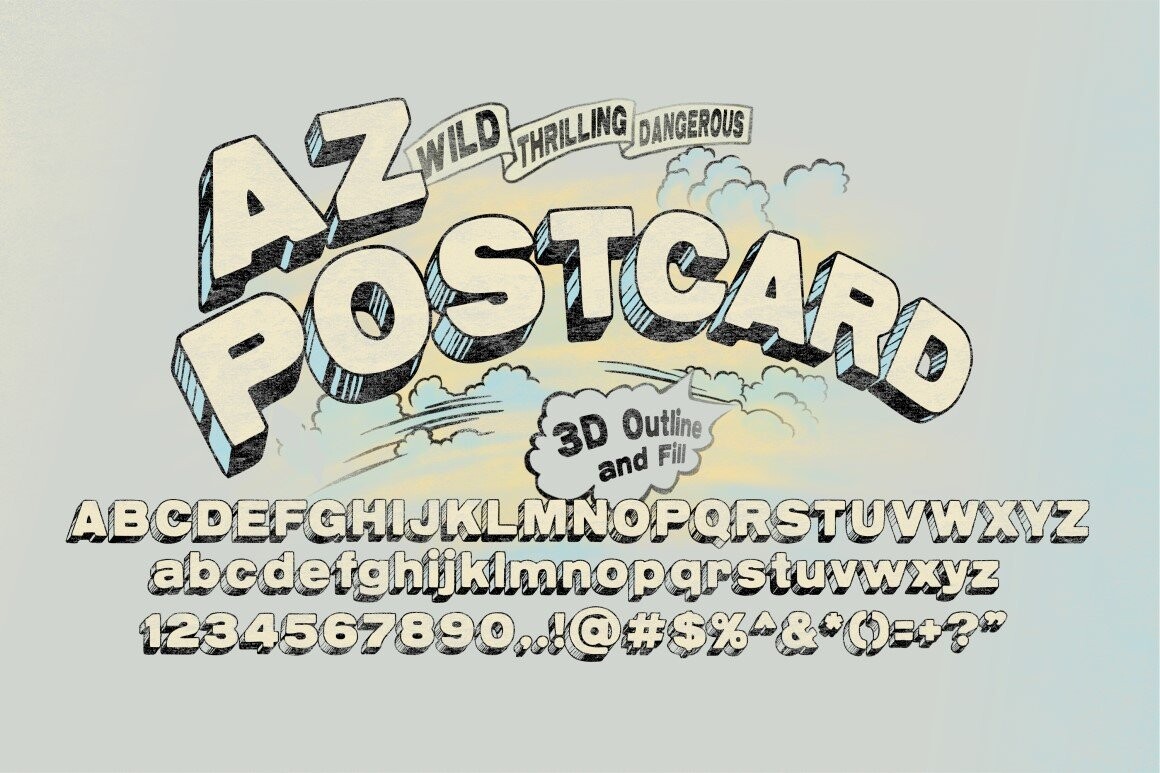 Скачайте AZ Postcard 3D - увлекательный шрифт для вашего дизайна