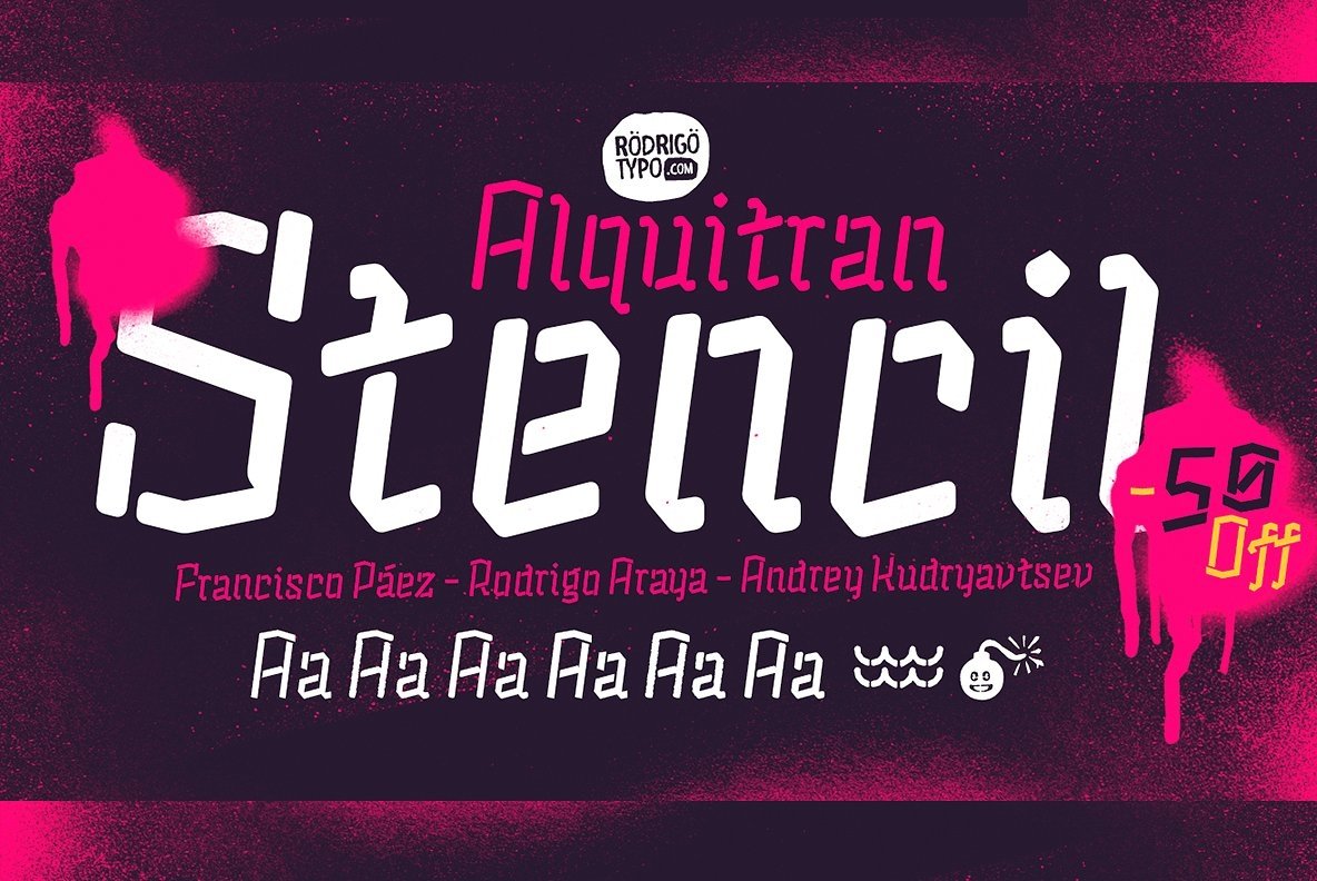 Download Alquitran Stencil Font Free - Bold Industrial Style