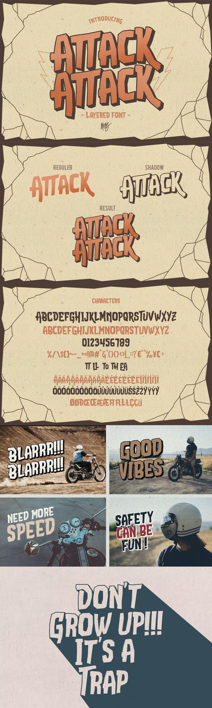 Скачайте бесплатный шрифт AttackAttack Typeface - агрессивный и креативный стиль