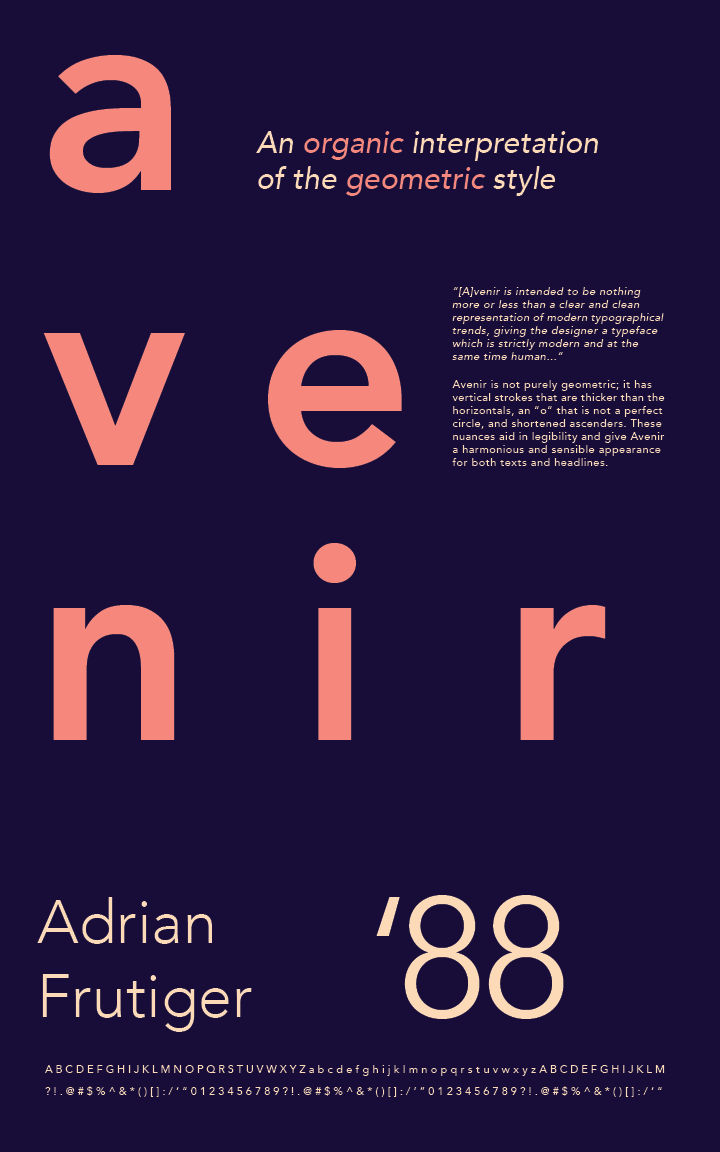 Скачать Avenir 1988: современный шрифт от Adrian Frutiger