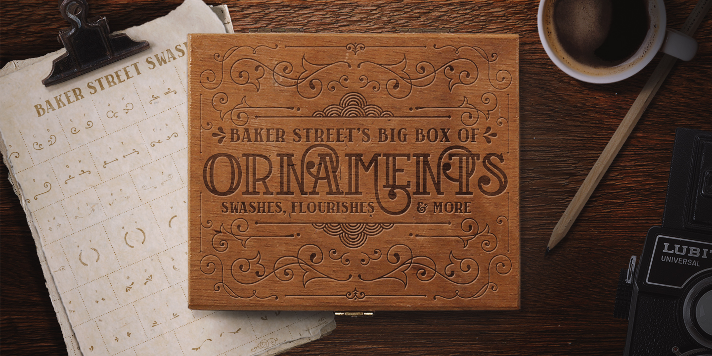 Бесплатный шрифт Baker Street Ornaments — уникальные декоративные элементы