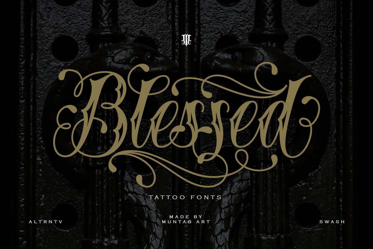 Laden Sie die Blessed Schriftart kostenlos herunter - Elegante Schrift für kreative Designs