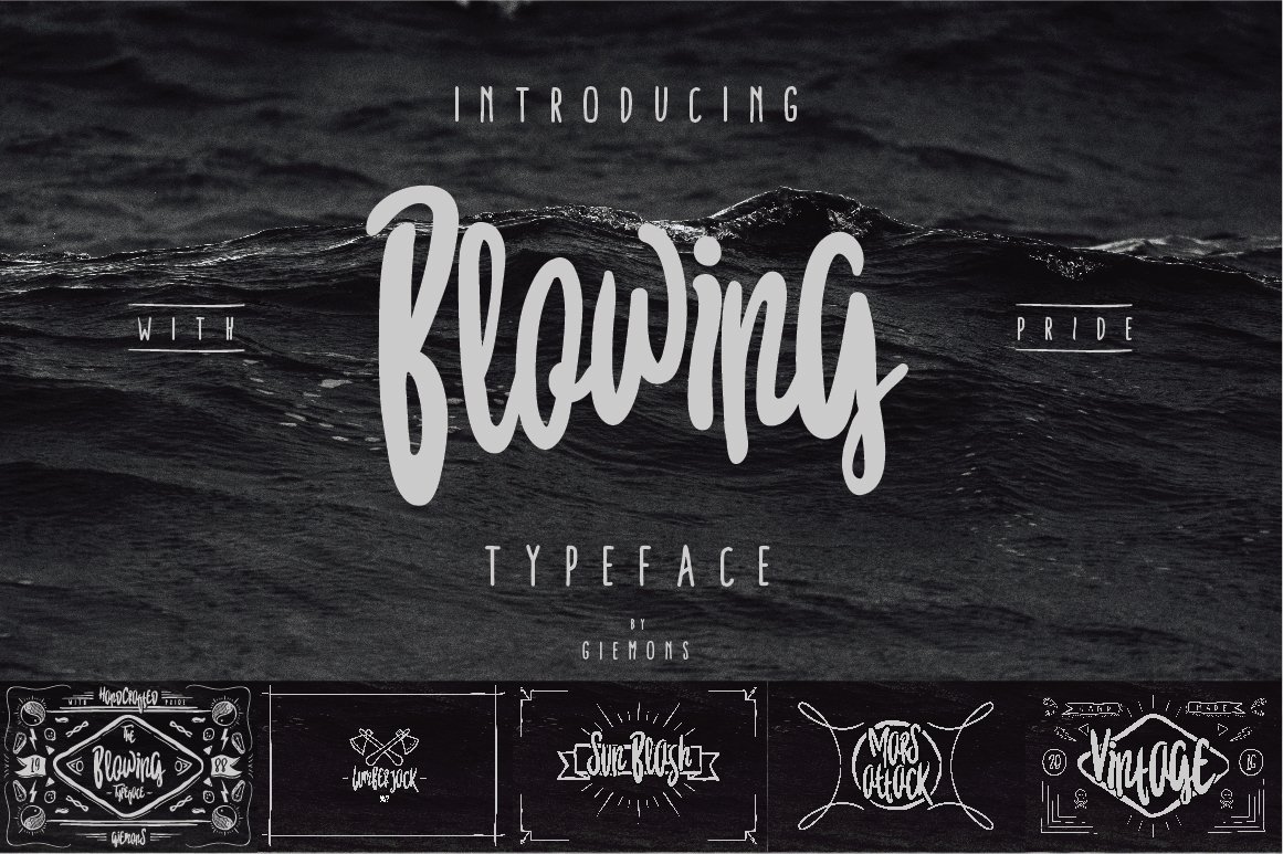 Laden Sie die Blowing Typeface kostenlos herunter - Dynamische Schriftart für kreative Designs