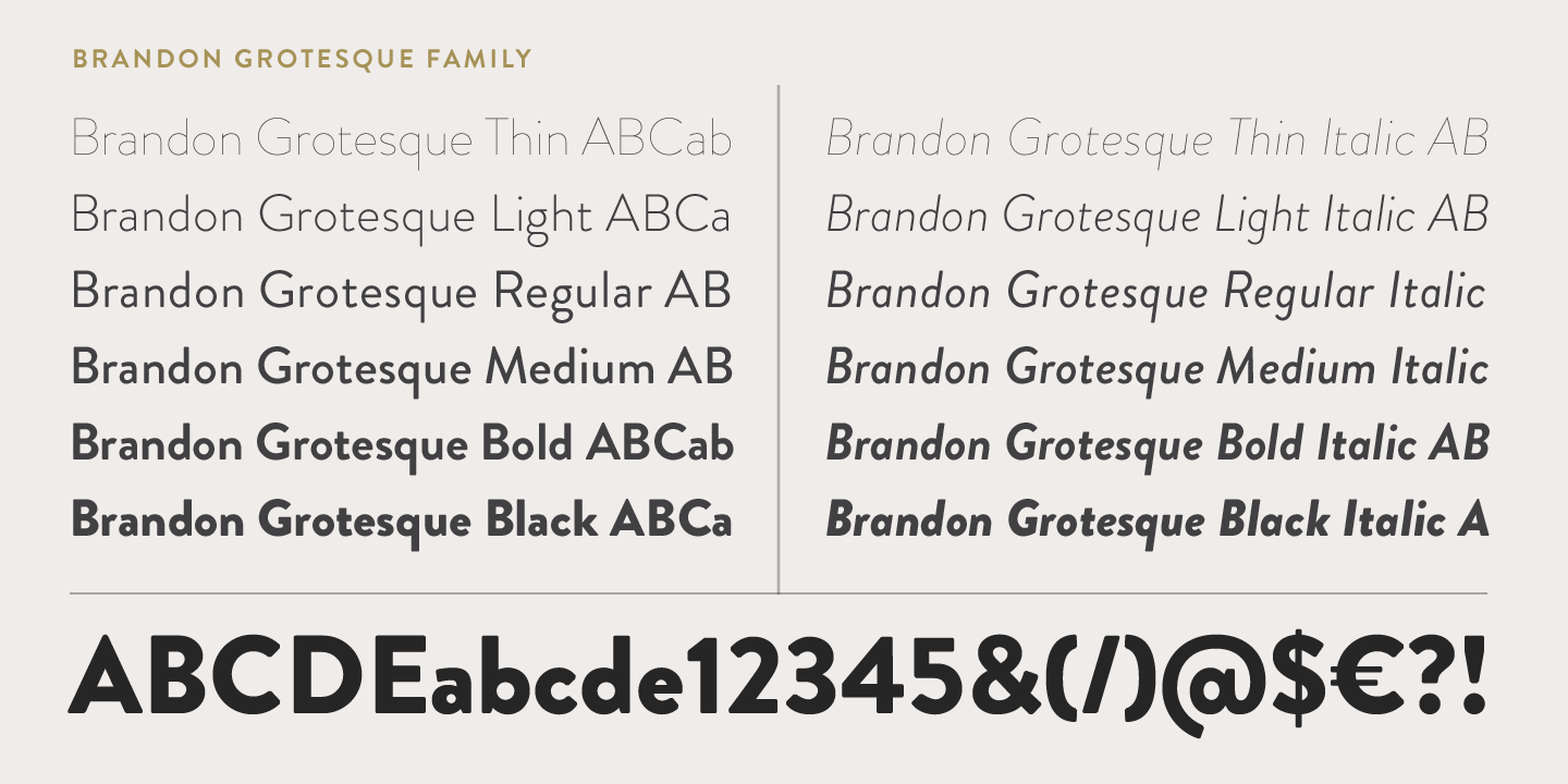 Laden Sie die Brandon Grotesque Schriftart kostenlos herunter - Modern und Vielseitig