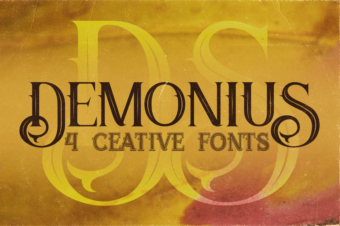 Kostenlose Demonius 4 Vintage Schriftart herunterladen - Retro Stil für kreative Projekte