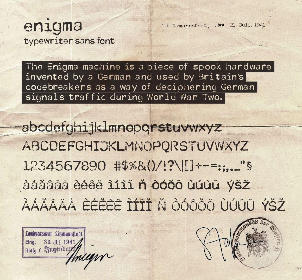 Download Enigma Typewriter Sans Free - Stylish Typewriter Font