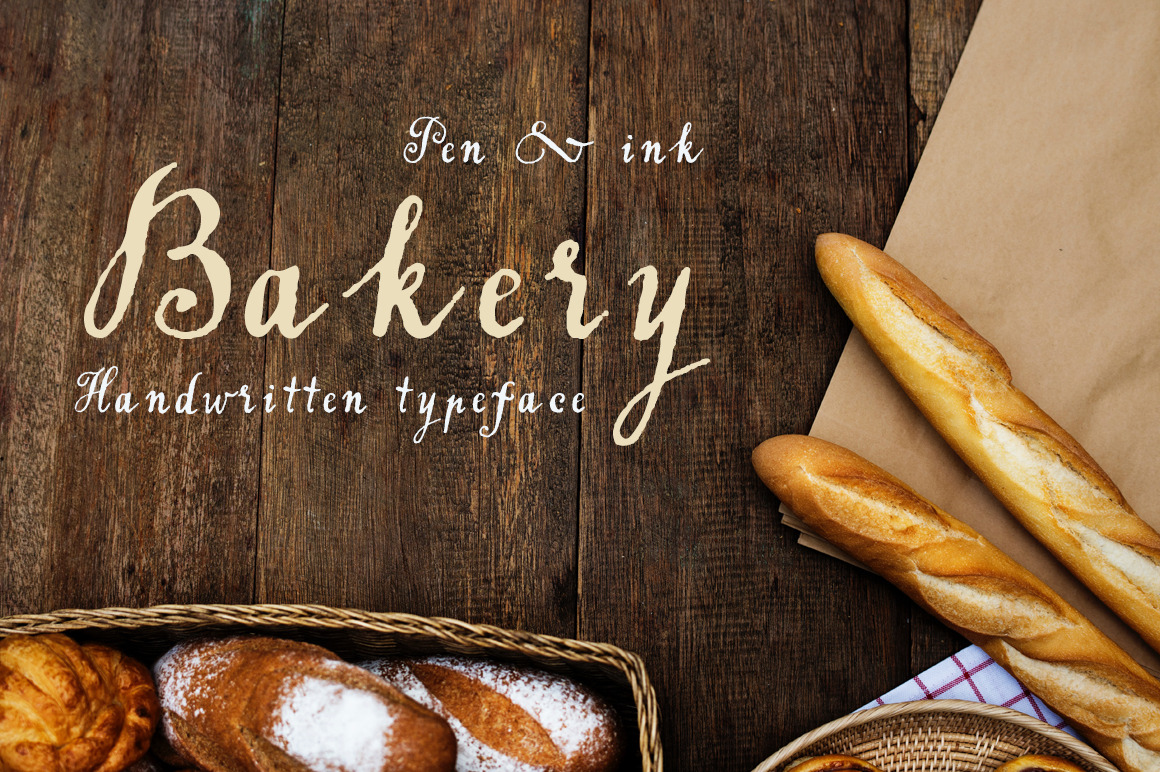 Laden Sie die Handwritten Tapeface Bakery Schriftart kostenlos herunter - Kreativer Schreibstil