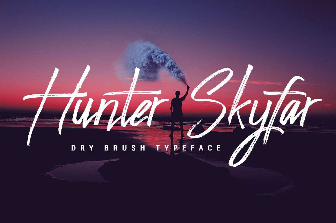 Скачайте Hunter Skyfar Dry Brush Script - креативный рукописный шрифт