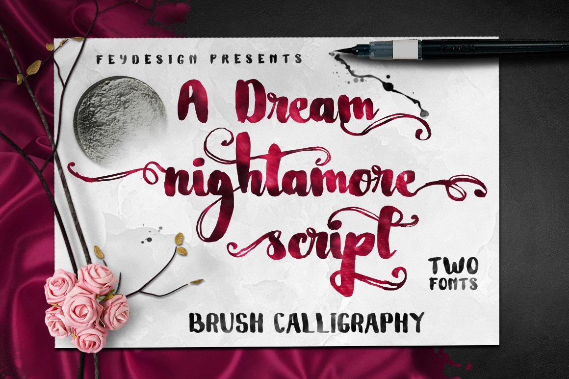 Téléchargez Nightamore Brush - Police manuscrite expressive et gratuite !