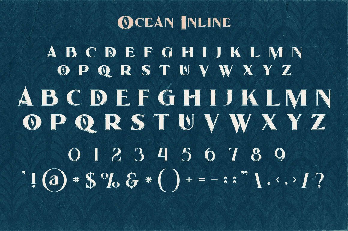 Laden Sie Ocean Inline kostenlos herunter - Stilvolle Schriftart für kreative Projekte