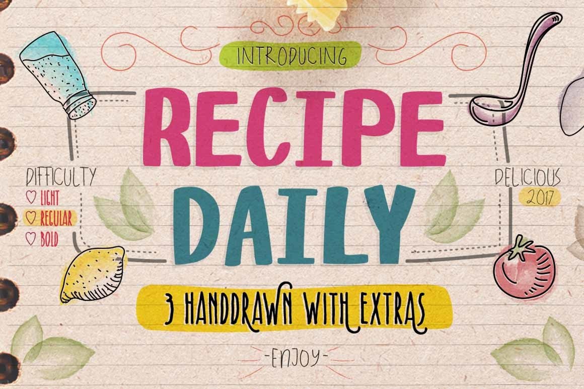 Скачайте шрифт Recipe Daily Typeface - идеальный для кулинарных проектов