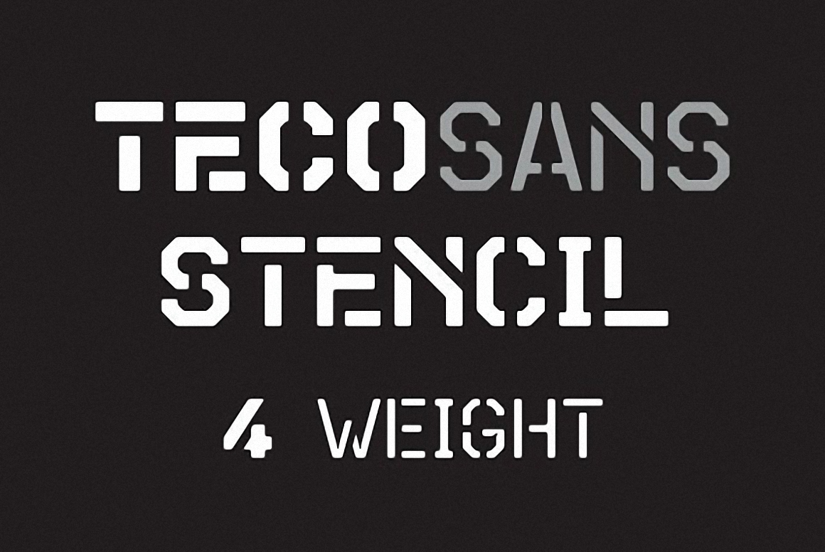 Скачайте Teco Sans Stencil Complete — современный шрифт с характером