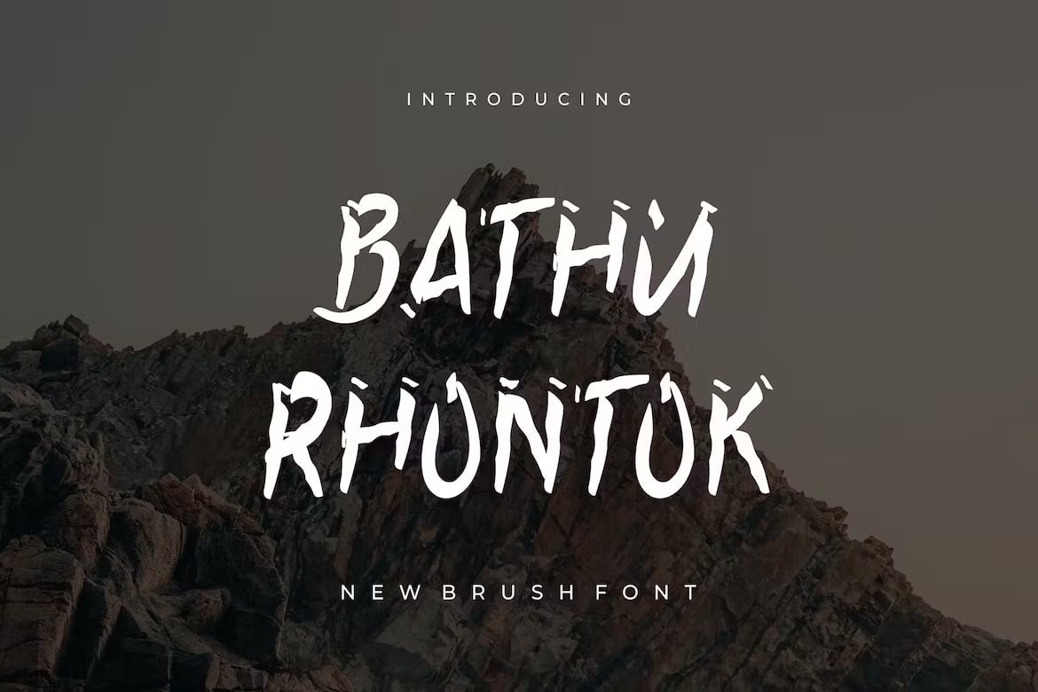 Скачайте бесплатно шрифт Bathu Rhontok Brush Font – разнообразие стилей и текстур