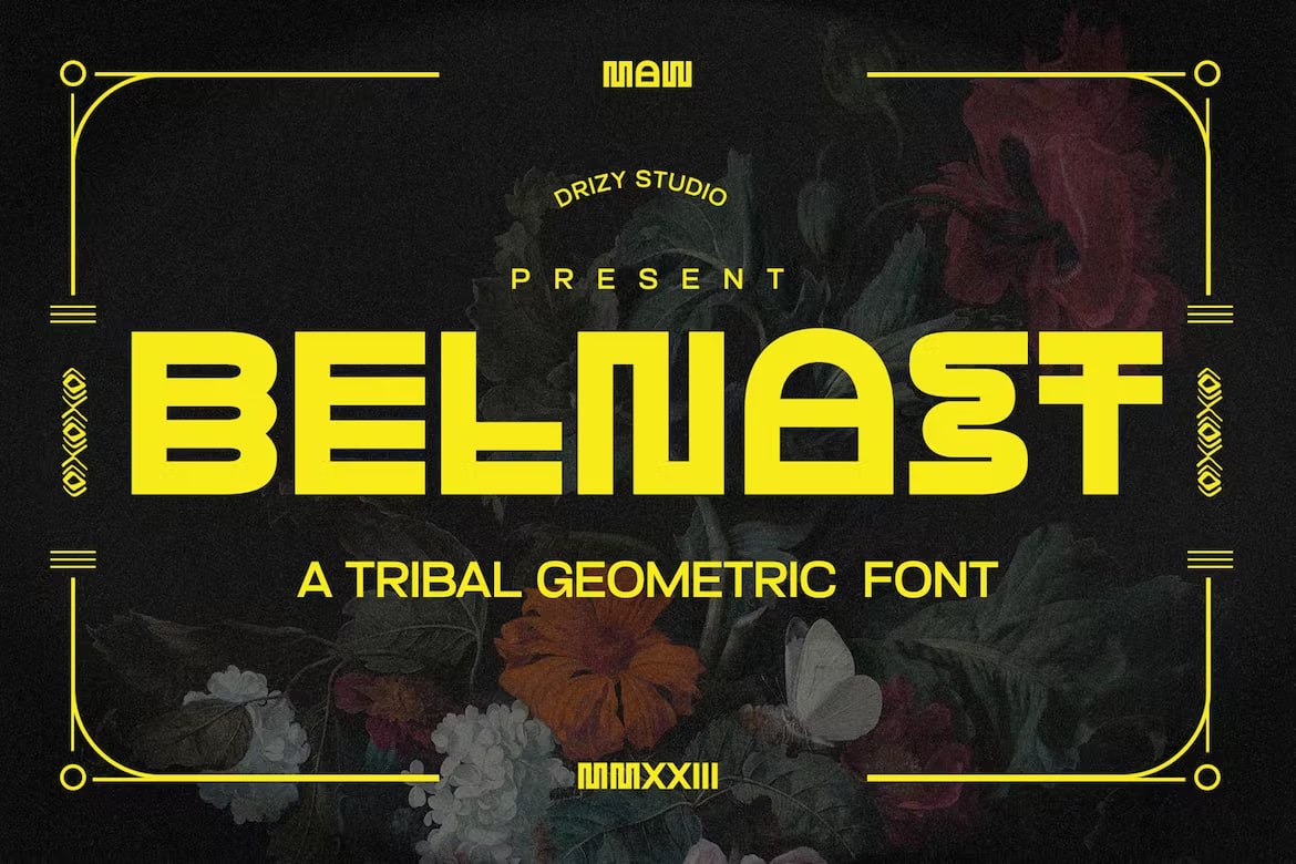 Скачайте бесплатно шрифт Belnast Tribal Geometric - уникальный стиль для вашего дизайна