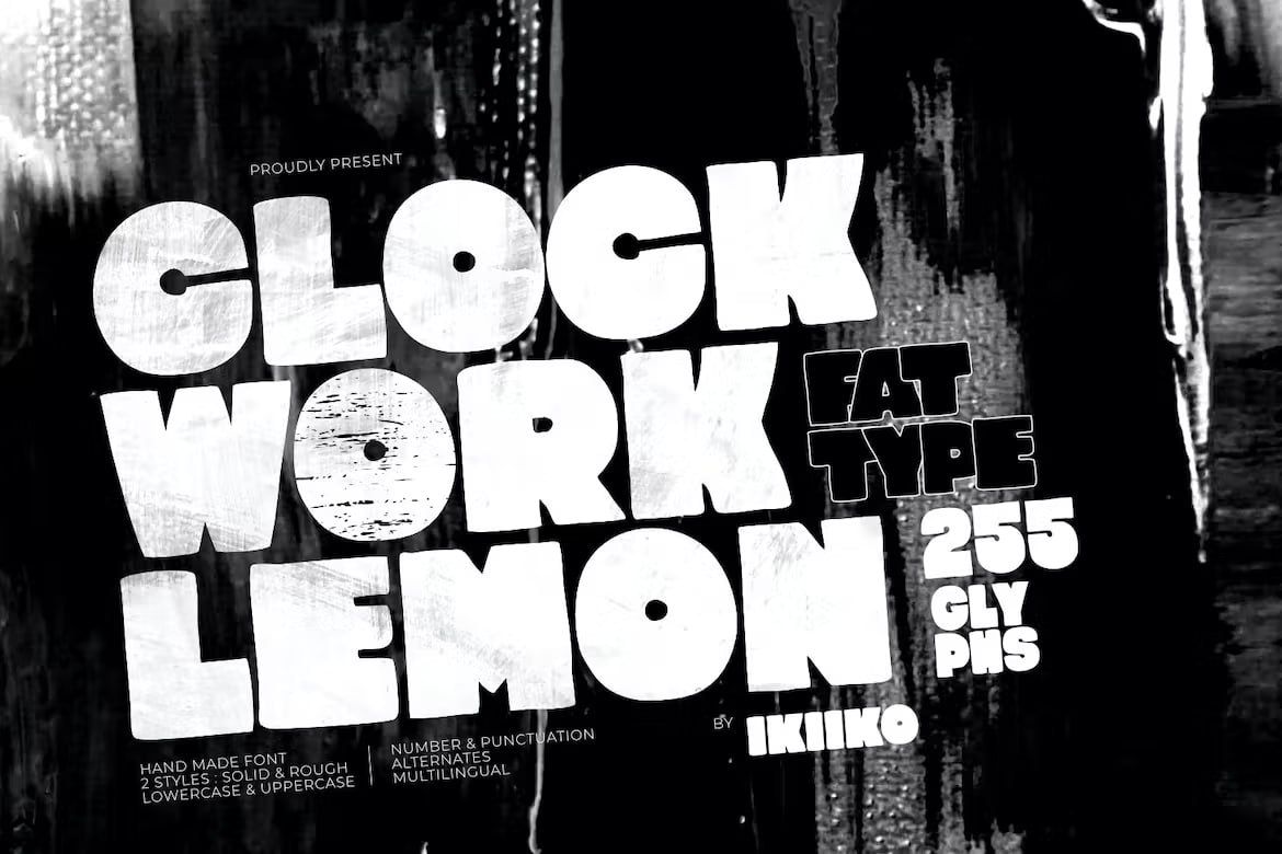 Скачайте бесплатный шрифт Clockwork Lemon Fat - стильный и уникальный