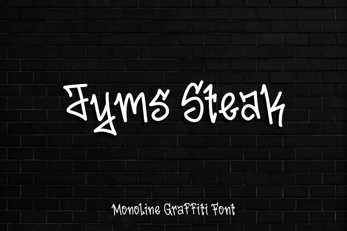 Laden Sie die Jyms Steak Monoline Graffiti Font kostenlos herunter - Einzigartig und Stilvoll