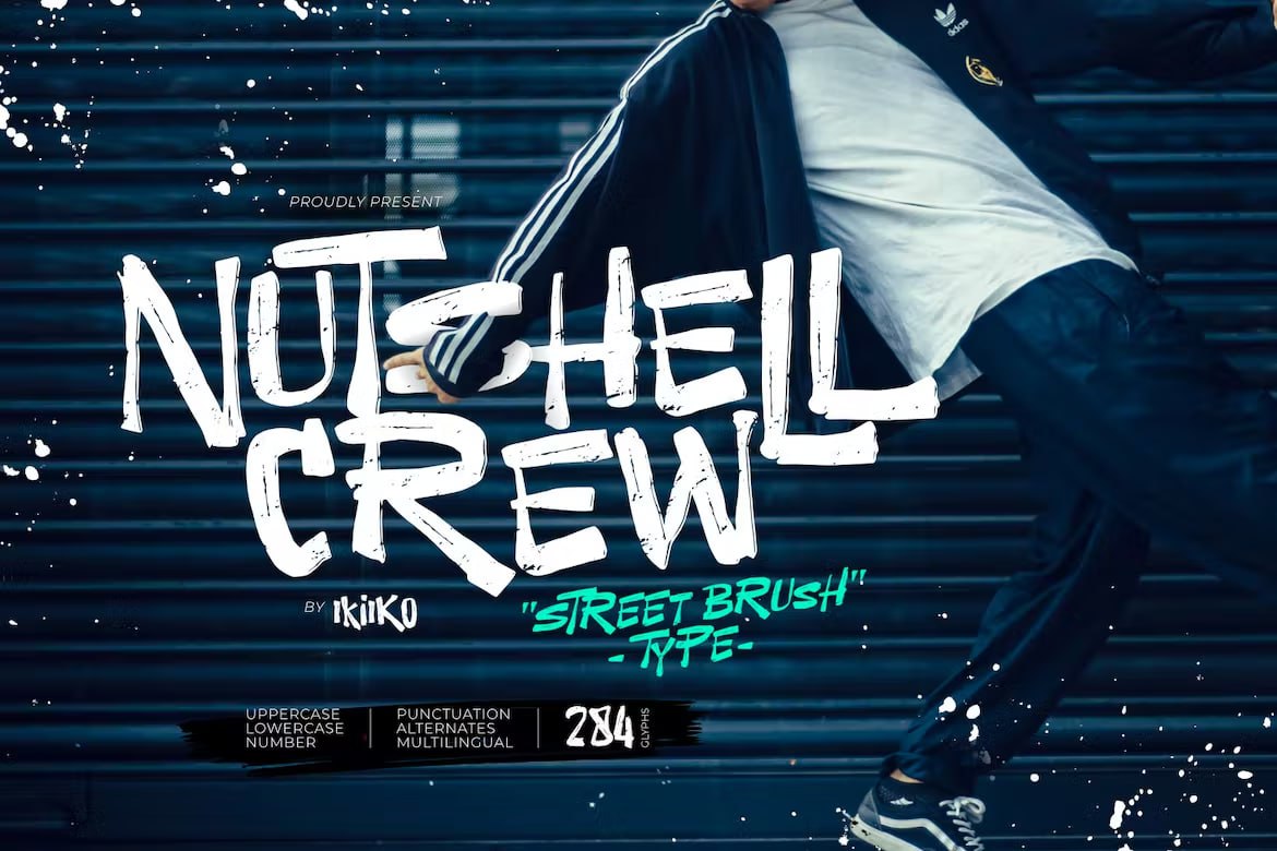 Скачайте шрифт Nutshell Crew Street Brush Type - стильные граффити-решения