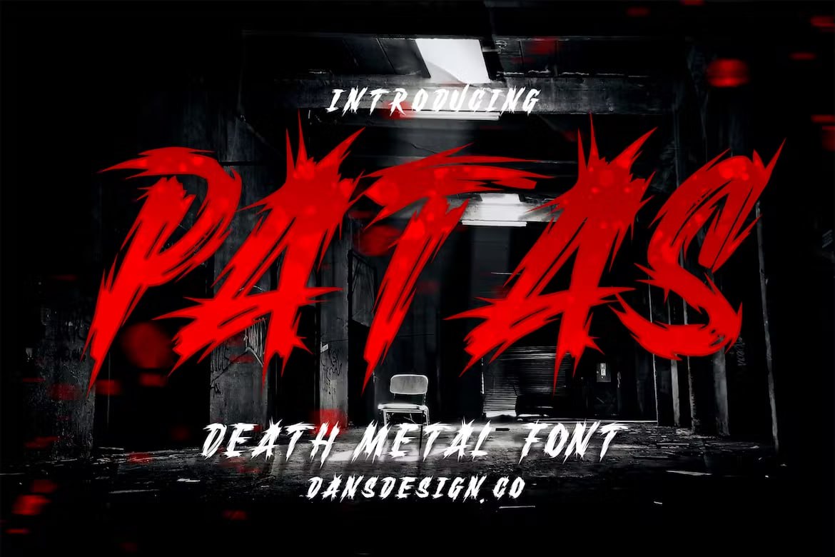 Unleash Your Creativity with Patas Horror Metal Display Font