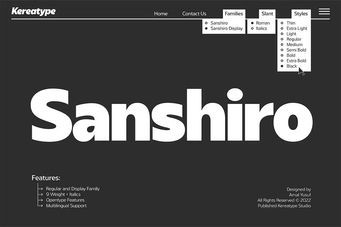 Скачайте бесплатно шрифт Sanshiro - современный и стильный