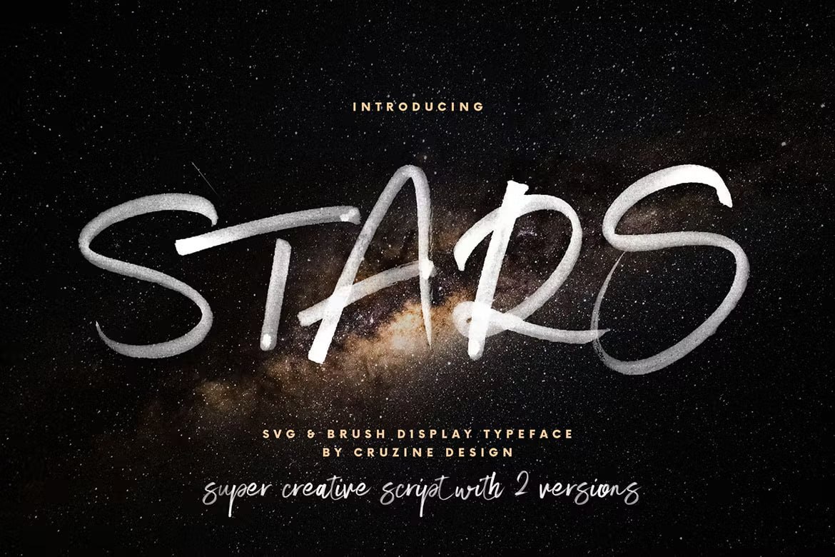 Download Stars Brush SVG Font Free - Unique Handwritten Style