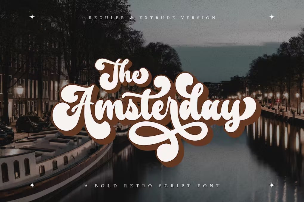 Скачайте бесплатно шрифт The Amsterday Bold Retro Script - яркий винтажный стиль