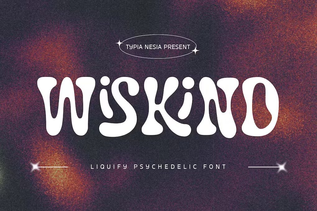 Скачайте Wiskind Liquify Psychedelic Font - уникальный психоделический шрифт без оплаты