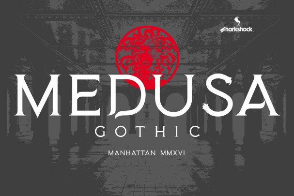 Laden Sie Medusa Gothic kostenlos herunter - Einzigartige und Kurvenreiche Schriftart