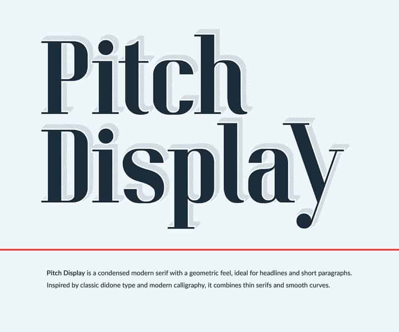 Laden Sie die Pitch Display Schriftart kostenlos herunter - Stilvolle und moderne Display-Schrift