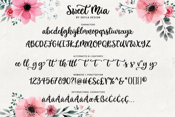 Download Modern calligraphy, Sweet Mia font (typeface)
