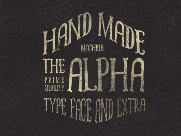 Download Alpha rough & Extras font (typeface)