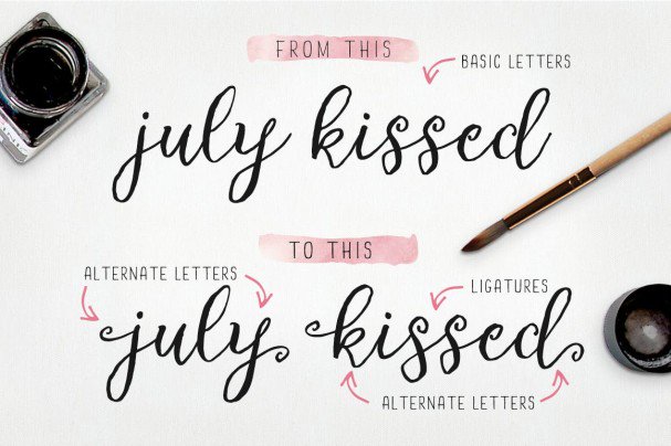 Download Cute, handwritten - July Kissed font (typeface)