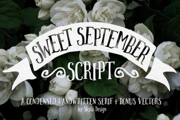 Download Condensed serif, Sweet September script font (typeface)