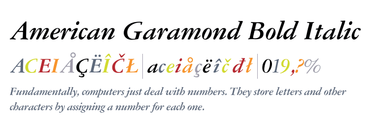American Garamond Bold Italic BT